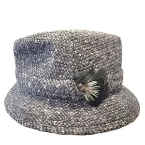 Jonathan Richard Irish Tweed Wool Fedora Hat Grey Salt and Pepper Mens Size 7 S